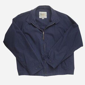 London Fog navy blue bomber-style jacket with both zipper and button closure 44L